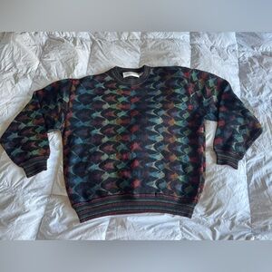 Jhane Barnes Colorful Patterned Crewneck Sweater